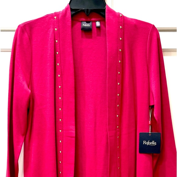 Sweater Raspberry Pink Rafaella with Studs Top Small Petite - Picture 2 of 9